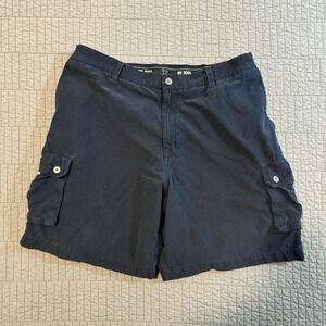 Big Dogs Shorts Men's 36 Navy Blue Cargo Silk Blend 8" Inseam Y2K Outdoor Summer